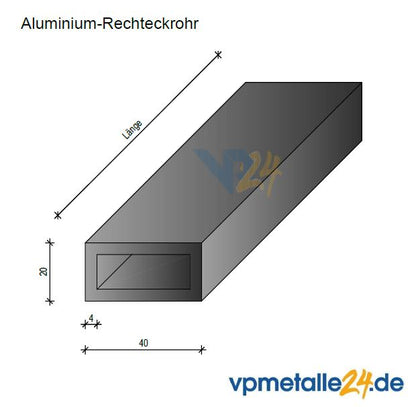 Rechteck- / 4-Kantrohre | AlMgSi0,5 EN AW6060 | gepresst T66 | Länge: 995 mm