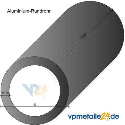 Rundrohre | AlMgSi0,5/1,0 EN AW6060/6082 | gepresst T66 | Länge: 995 mm